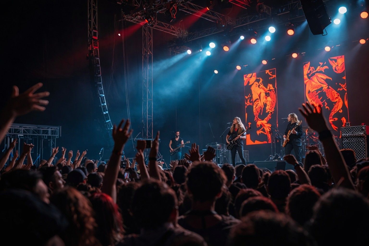 Live band performing on stage with energetic crowd at Innings Festival Tempe Arizona night concert experience