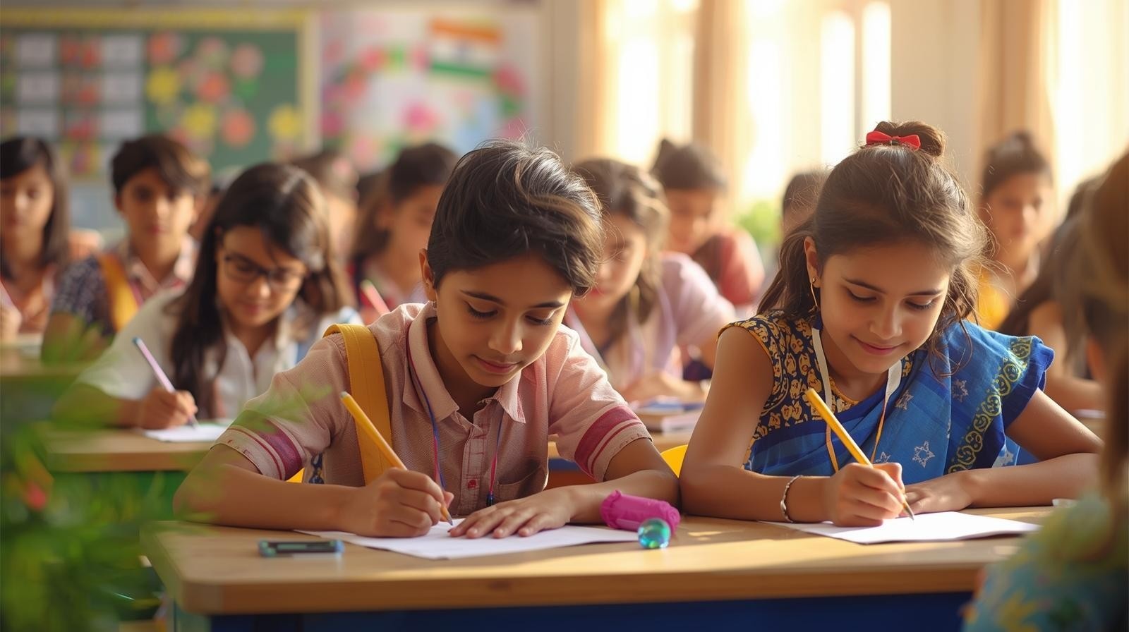 Indian school children participating in Republic Day activities, education, patriotism and future generation of India